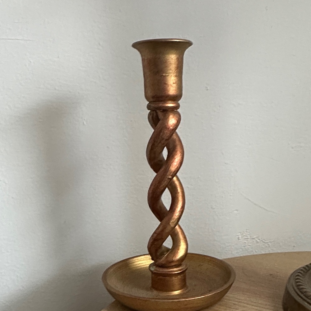 Elegant Twisted Gold Candle Holder